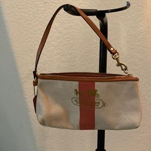 COPY - Coach Resort Collection 41028 Heritage Stripe Canvas Wristlet Bag Purse